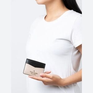 NWOT Kate Spade New York Leather Card Holder Wallet Black Blush Pink Gold Logo